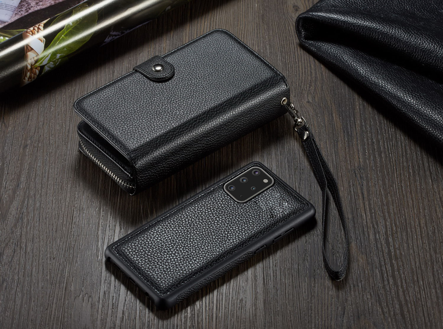Samsung S20 Case Zipper Wallet (Black)