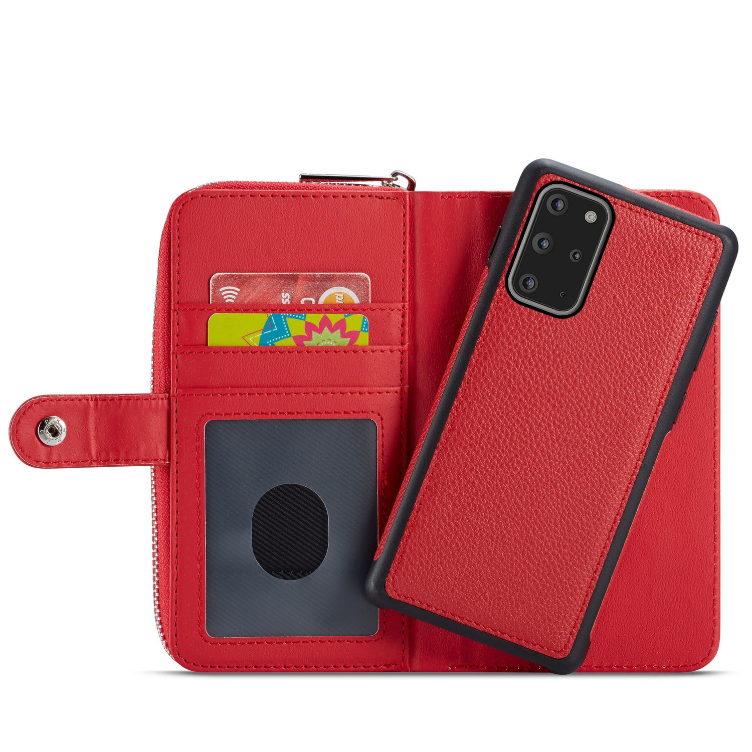 Samsung S20 Case Zipper Wallet (Red)