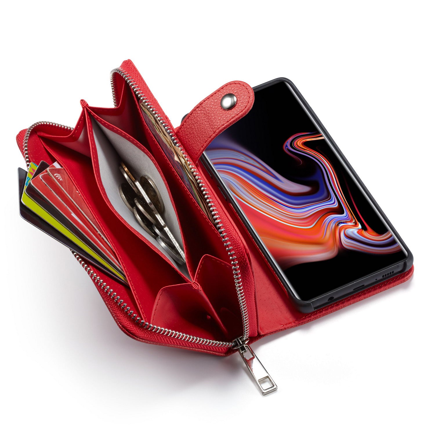 Samsung S20 Plus Case Zipper Wallet (Red)