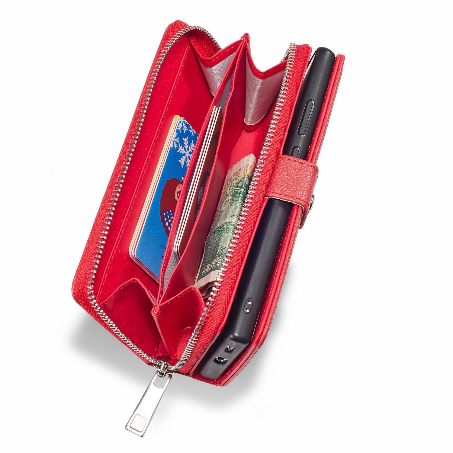 Samsung S21 Plus Case Zipper Wallet (Red)