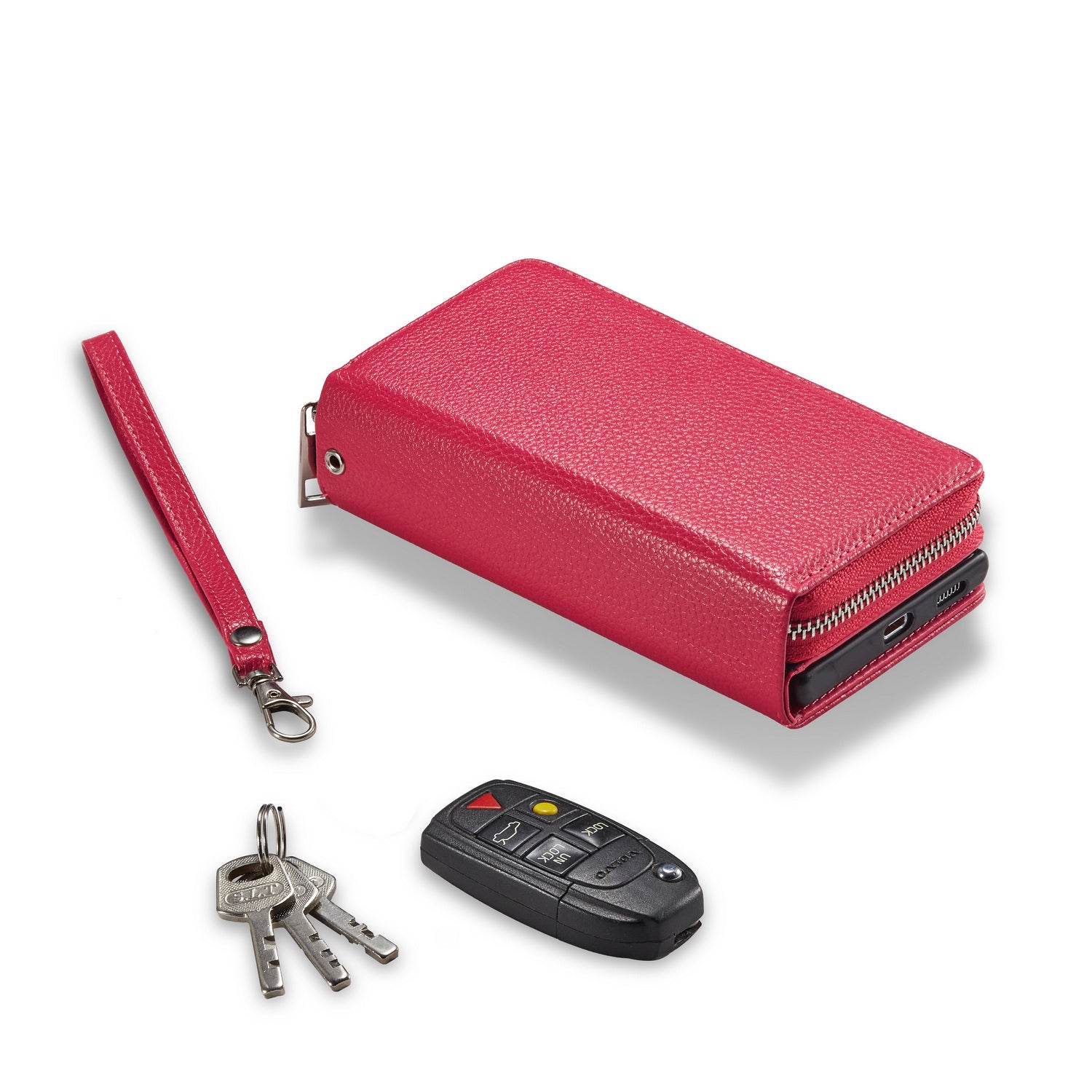 Samsung S21 Case Zipper Wallet (Red)