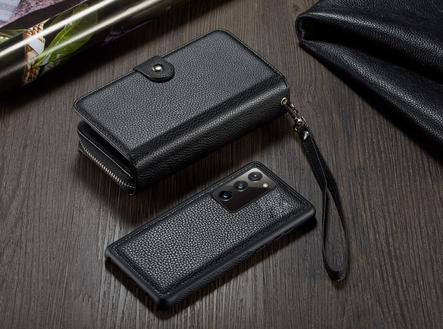 Samsung Note 20 Case Zipper Wallet (Black)