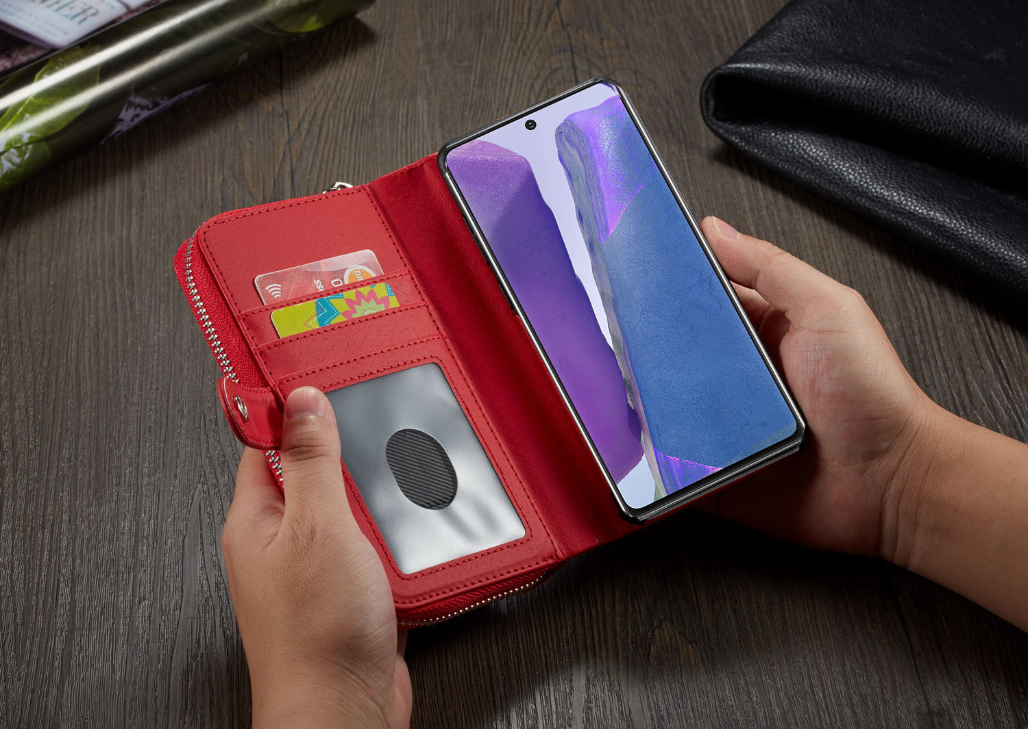 Samsung Note 20 Case Zipper Wallet (Red)