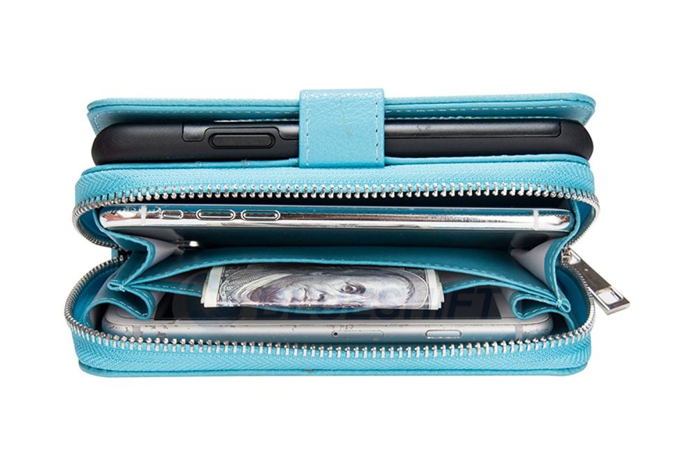 Samsung Note 8 Case Zipper Wallet (LightBlue)
