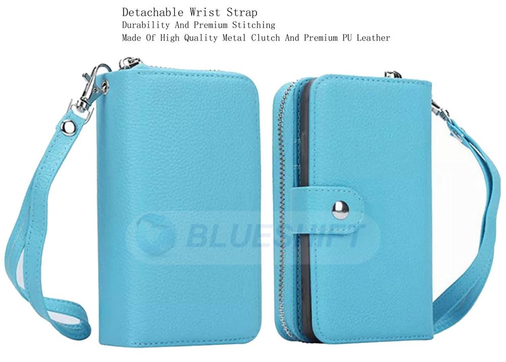 Samsung S6 Case Zipper Wallet (LightBlue)