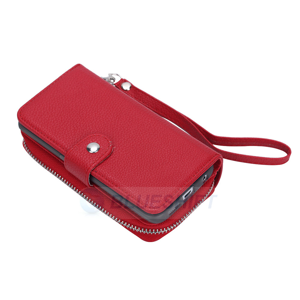 Samsung S6 Edge Case Zipper Wallet (Red)