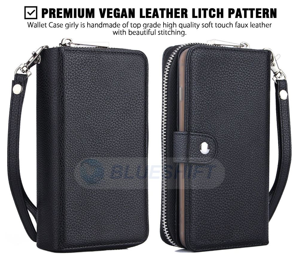 Samsung S8 Plus Case Zipper Wallet (Black)