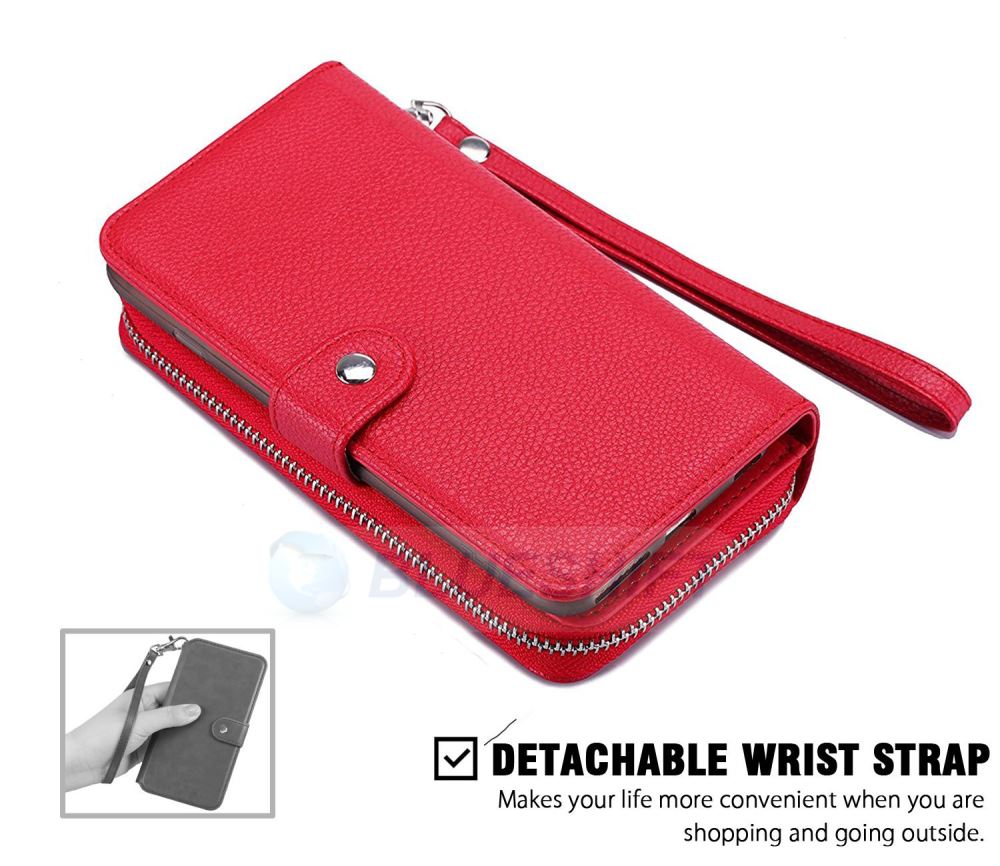 Samsung S8 Plus Case Zipper Wallet (Red)