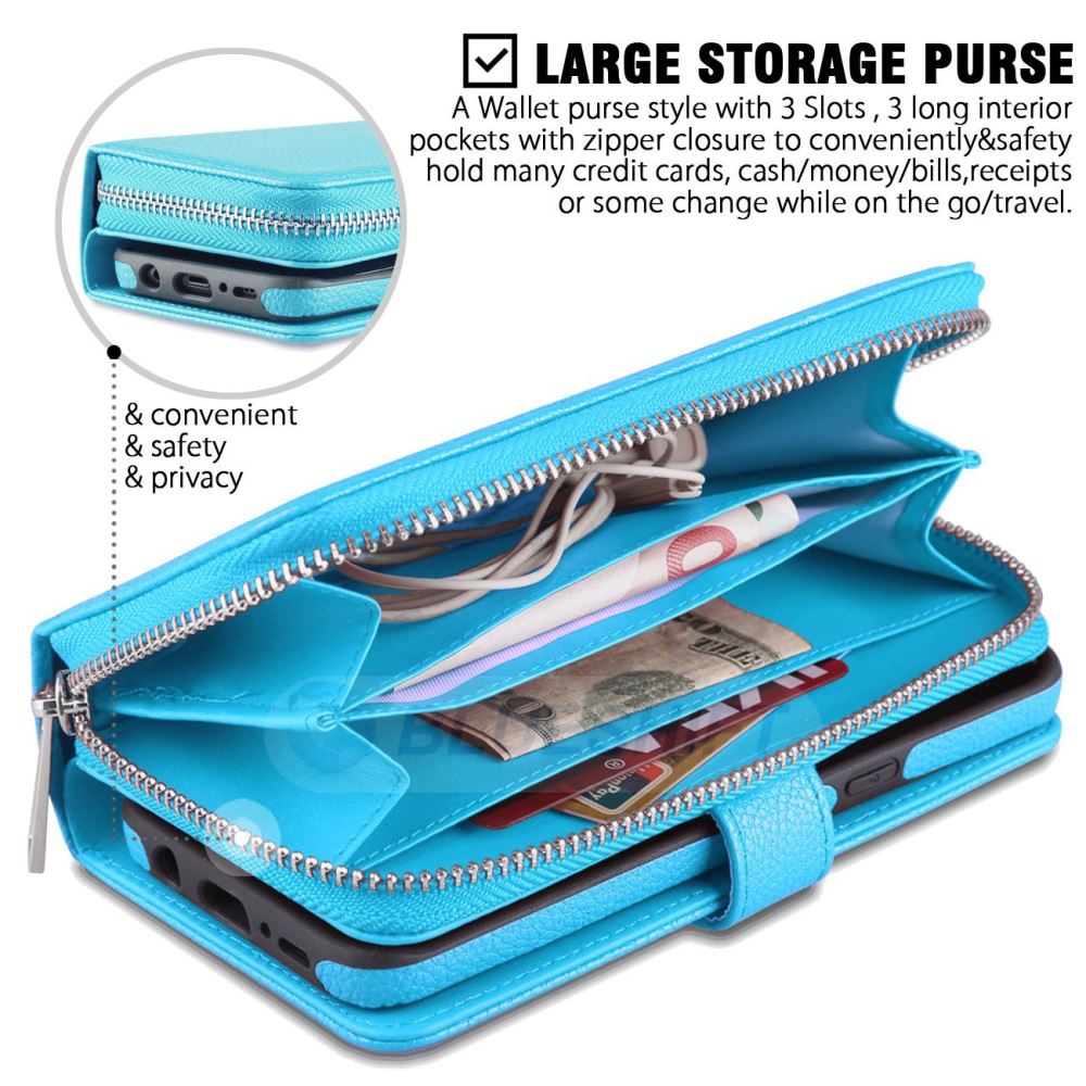Samsung S8 Plus Case Zipper Wallet (LightBlue)