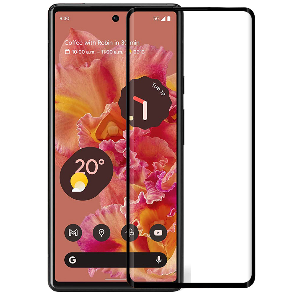 Google Pixel 6 Full Cover Curved Glass Screen Protector (Black)