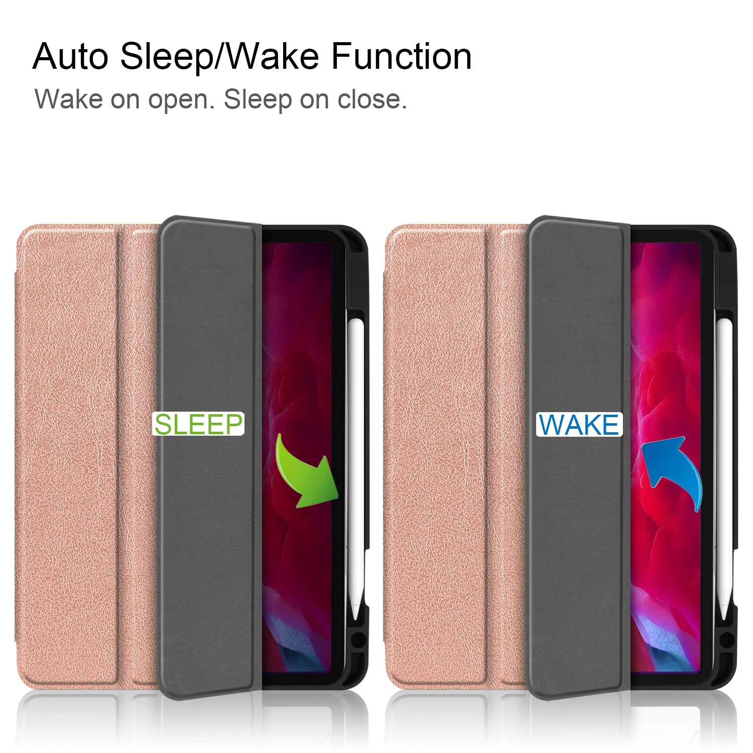 iPad Pro 11" 2021 (3rd Gen) Case Tri-Fold Pen Holder (RoseGold)