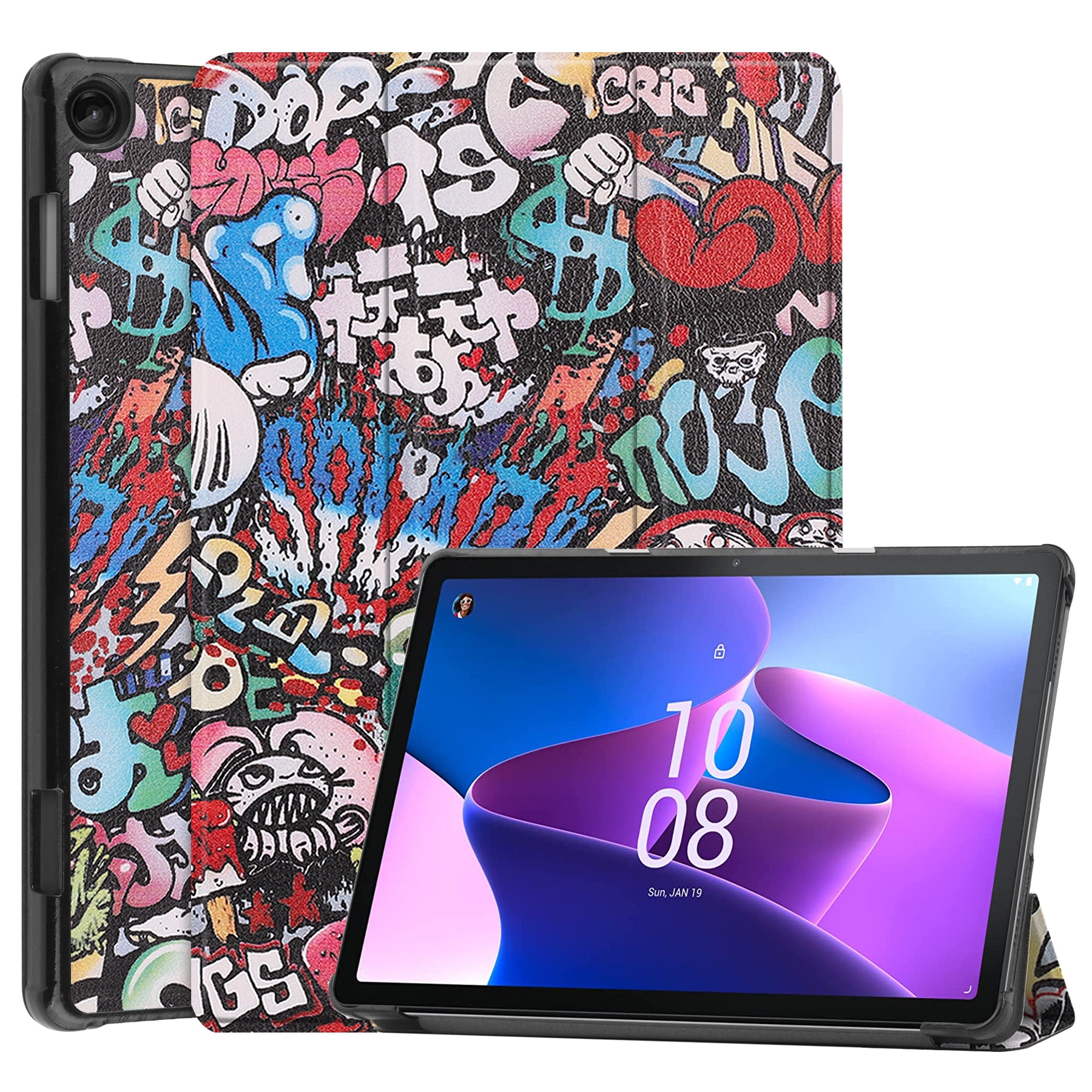 Lenovo Tab M10 (3rd Gen) TB328 Designer Tri-Fold Case (Graffiti)