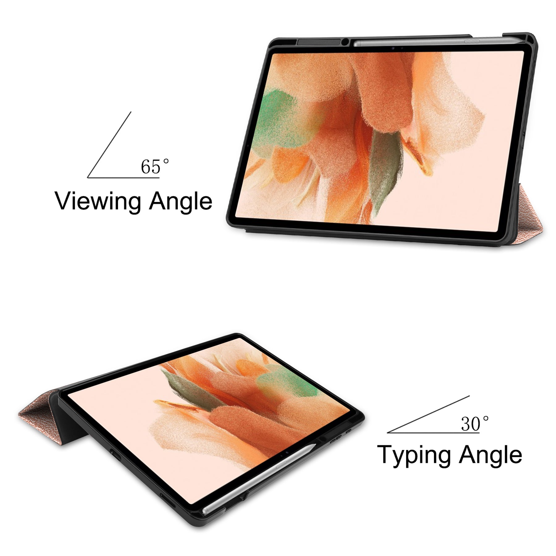 Samsung Tab S8+ Case Tri-Fold Pen Holder (RoseGold)