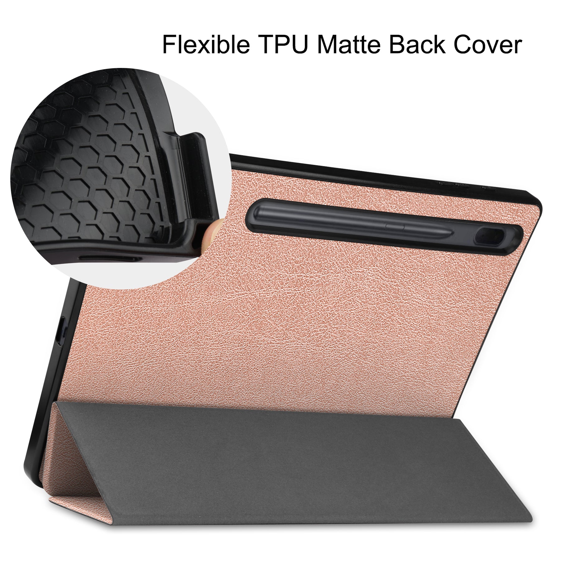 Samsung Tab S8+ Case Tri-Fold Pen Holder (RoseGold)