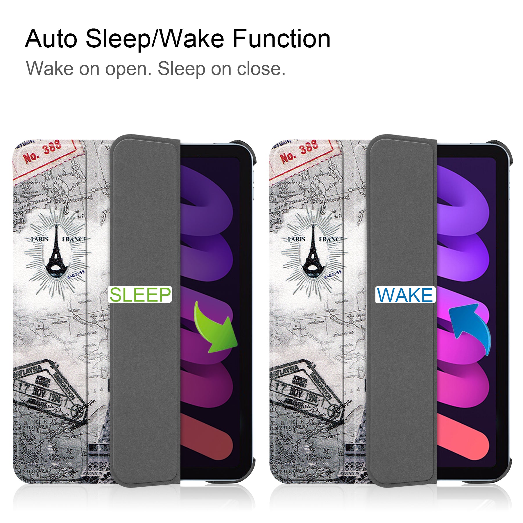 iPad Mini 7 (A17 Pro 2024) Designer Tri Fold Case [EiffelTower]