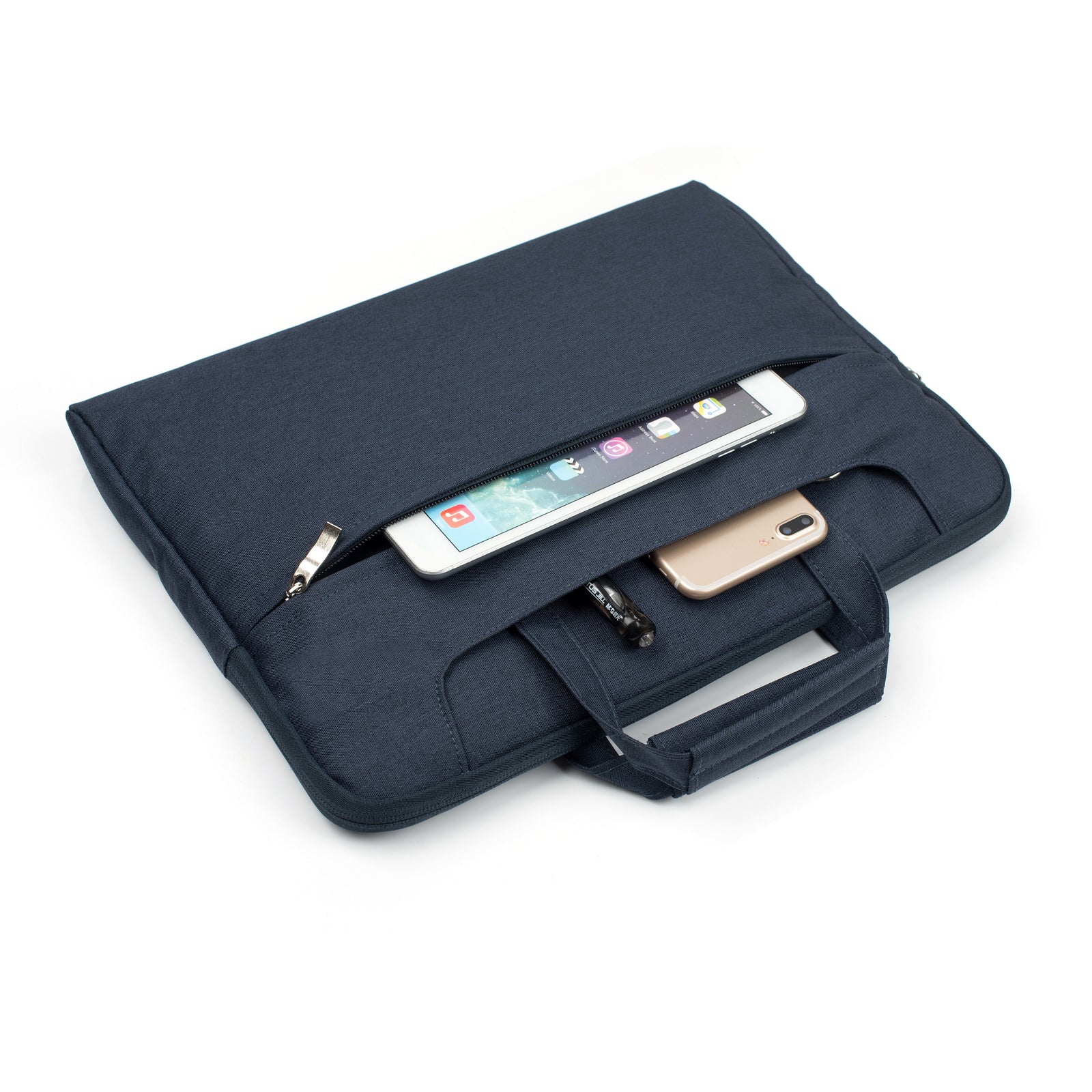 Laptop Shoulder Bag Briefcase Sleeve for 11-12" Laptops - Water Resistant - Navy