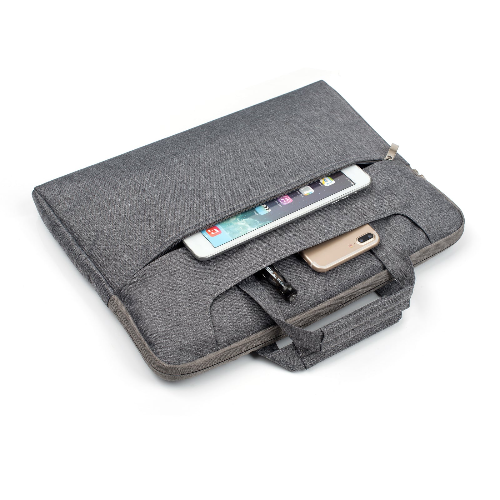 Laptop Shoulder Bag Briefcase Sleeve for 13-14" Laptops - Water Resistant - Grey