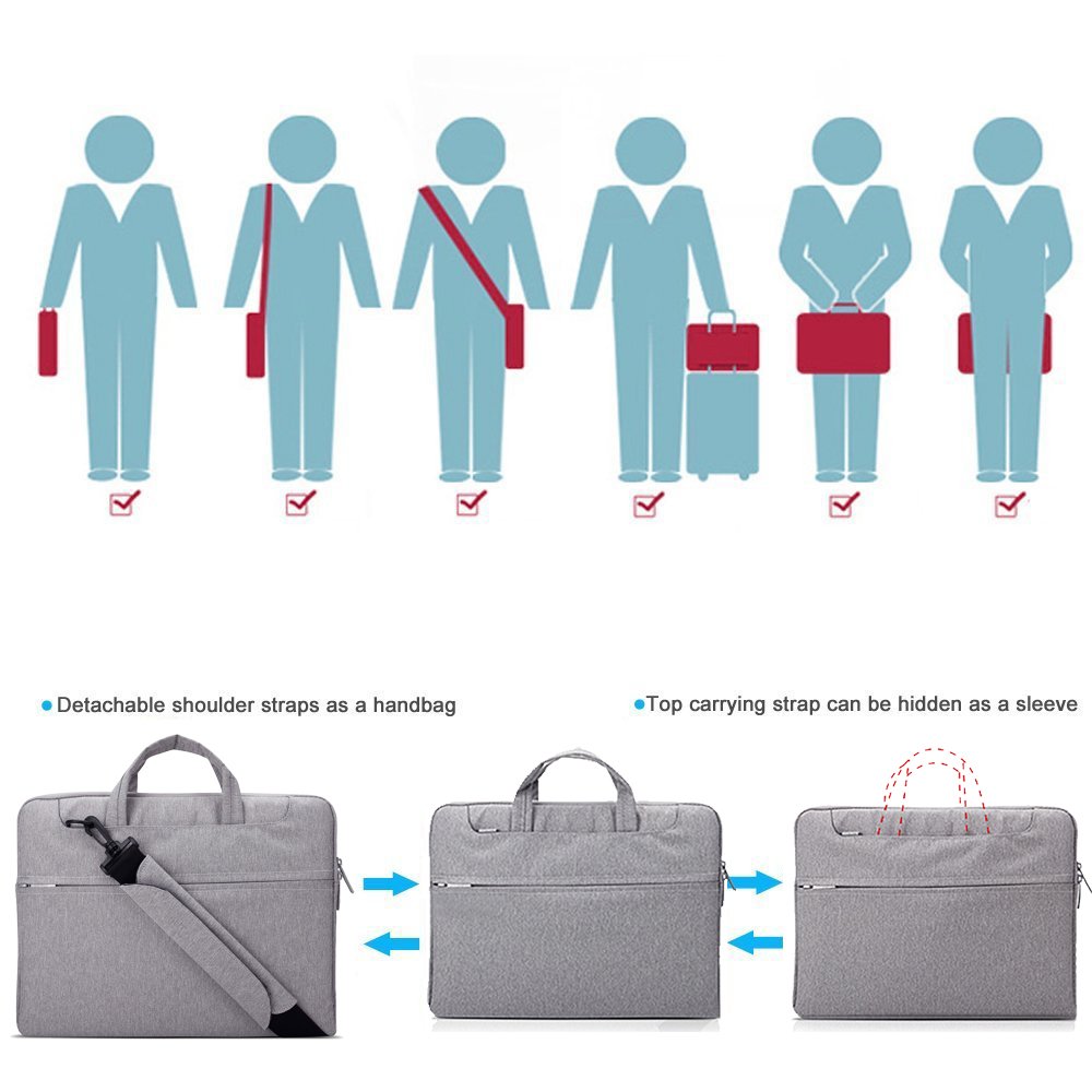 Laptop Shoulder Bag Briefcase Sleeve for 11-12" Laptops - Water Resistant - Purple
