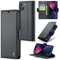 iPhone 14 Plus CaseMe 023 Wallet Flip Cover, RFID Protection, Card Holder - Black
