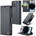 iPhone 14 Pro Max CaseMe 023 Wallet Flip Cover, RFID Protection, Card Holder - Black