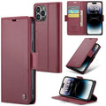 iPhone 14 Pro Max CaseMe 023 Wallet Flip Cover, RFID Protection, Card Holder - Maroon