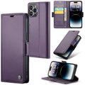 iPhone 14 Pro Max CaseMe 023 Wallet Flip Cover, RFID Protection, Card Holder - Purple