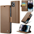 iPhone 14 Pro Max CaseMe 023 Wallet Flip Cover, RFID Protection, Card Holder - Brown