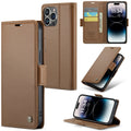 iPhone 14 Pro Max CaseMe 023 Wallet Flip Cover, RFID Protection, Card Holder - Brown