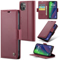 iPhone 15 Plus CaseMe 023 Wallet Flip Cover, RFID Protection, Card Holder - Maroon
