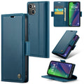 iPhone 15 Plus CaseMe 023 Wallet Flip Cover, RFID Protection, Card Holder - Navy
