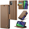 iPhone 15 Plus CaseMe 023 Wallet Flip Cover, RFID Protection, Card Holder - Brown