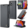 iPhone 15 Pro Max CaseMe 023 Wallet Flip Cover, RFID Protection, Card Holder - Black