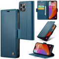 iPhone 15 Pro Max CaseMe 023 Wallet Flip Cover, RFID Protection, Card Holder - Navy