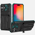 iPhone 16 Plus Heavy Duty Kickstand Card Holder Case Shockproof Teal - Teal