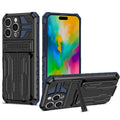 iPhone 16 Pro Heavy Duty Kickstand Card Holder Case Shockproof Navy - Navy