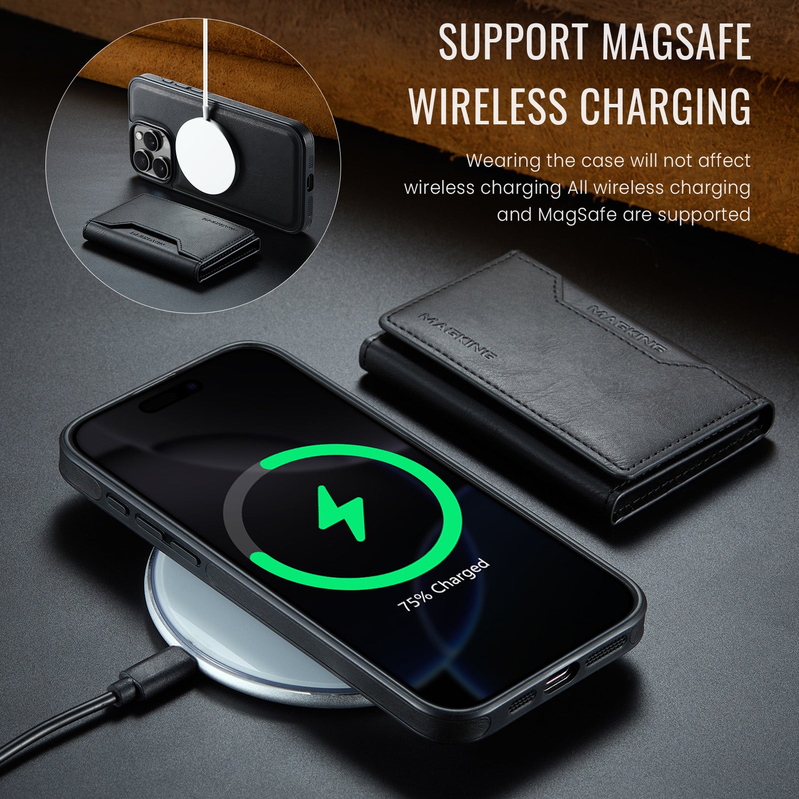 iPhone 17 Air DG.Ming MagSafe Wallet Case [Black]