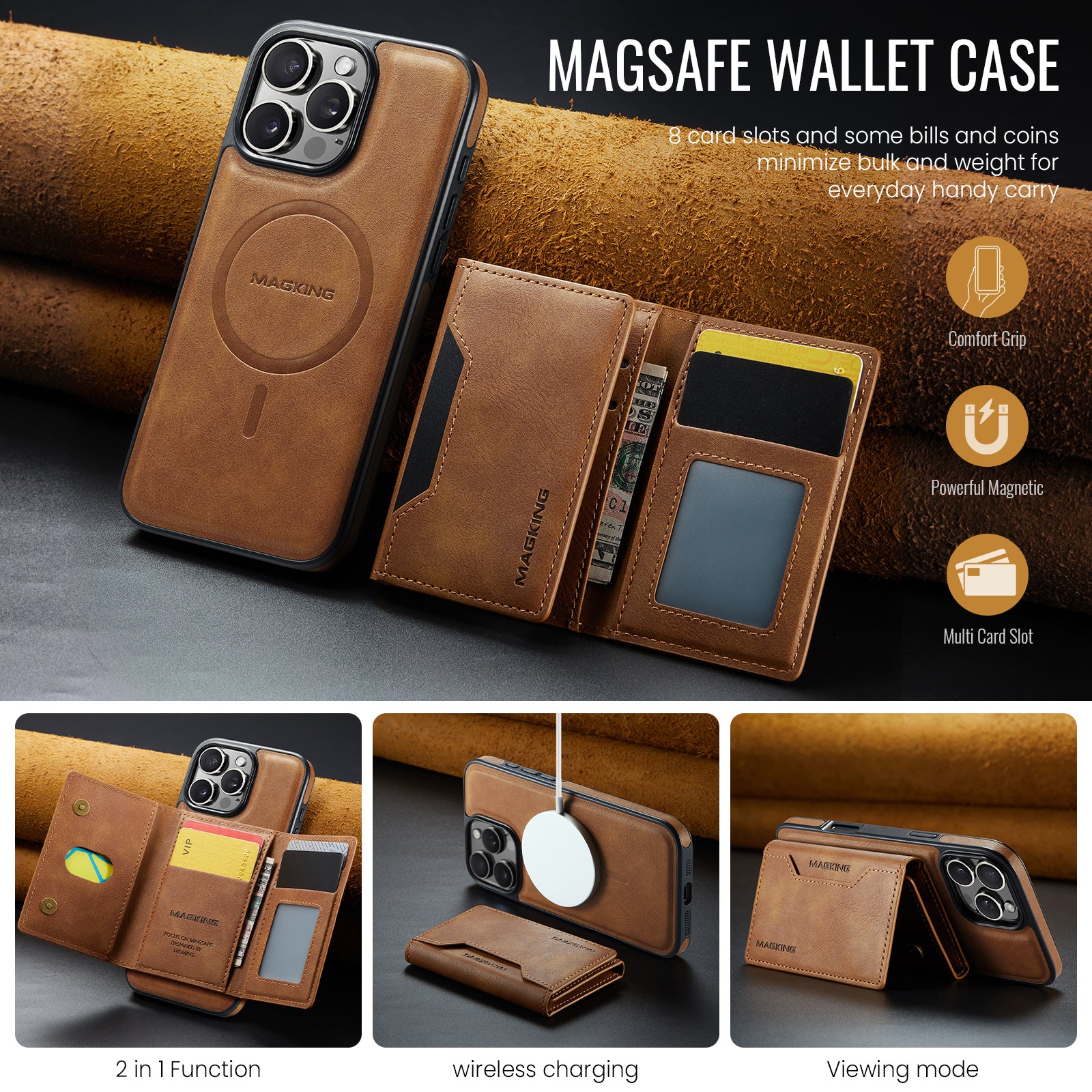 iPhone 17 Air DG.Ming MagSafe Wallet Case [Brown]