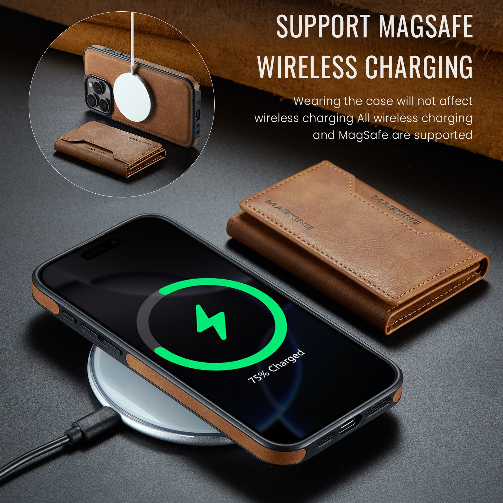 iPhone 17 Pro Max DG.Ming MagSafe Wallet Case [Brown]