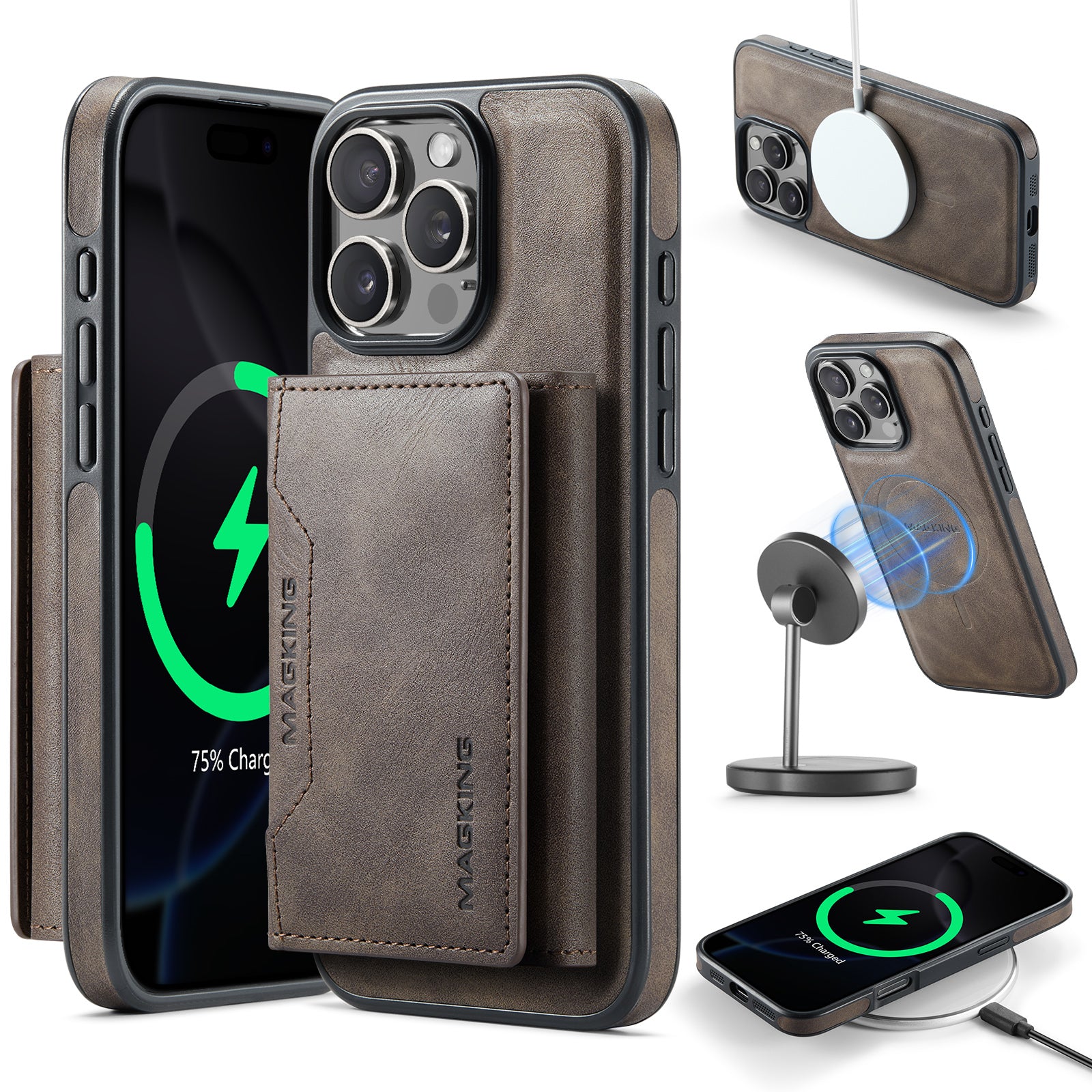 iPhone 17 Pro Max DG.Ming MagSafe Wallet Case [Coffee]