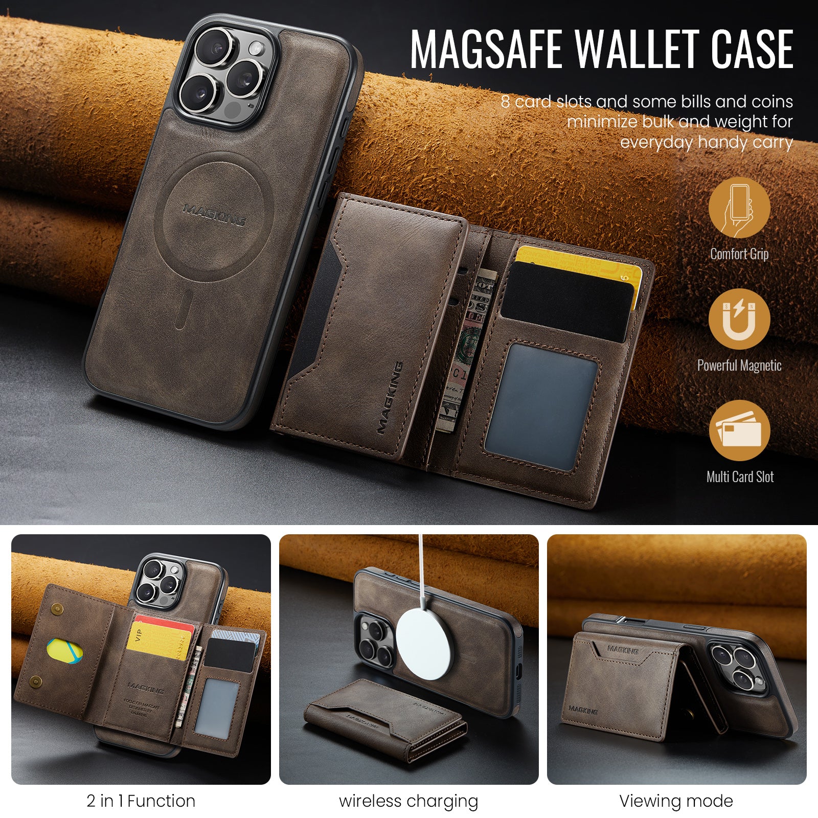 iPhone 17 Pro Max DG.Ming MagSafe Wallet Case [Coffee]
