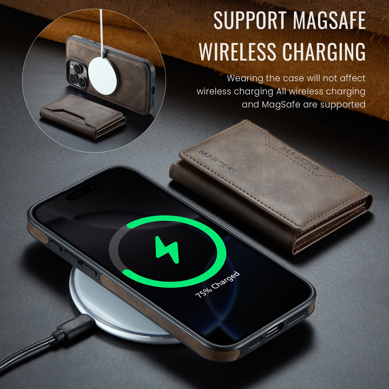 iPhone 17 Air DG.Ming MagSafe Wallet Case [Coffee]