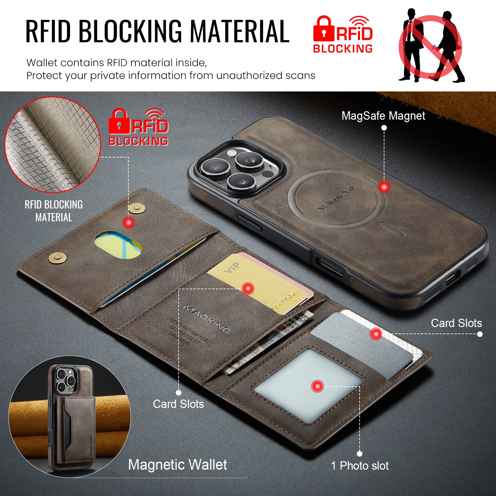 iPhone 17 Pro Max DG.Ming MagSafe Wallet Case [Coffee]