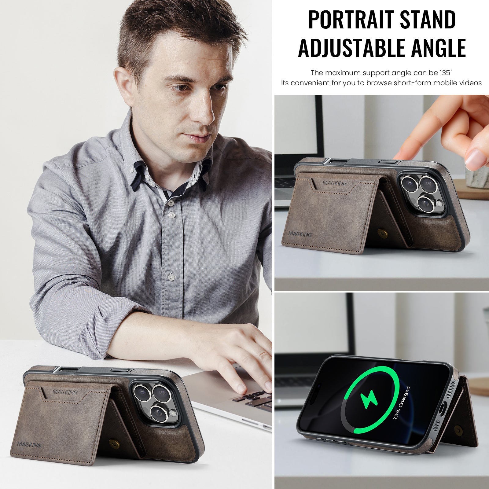 iPhone 17 Pro DG.Ming MagSafe Wallet Case [Coffee]