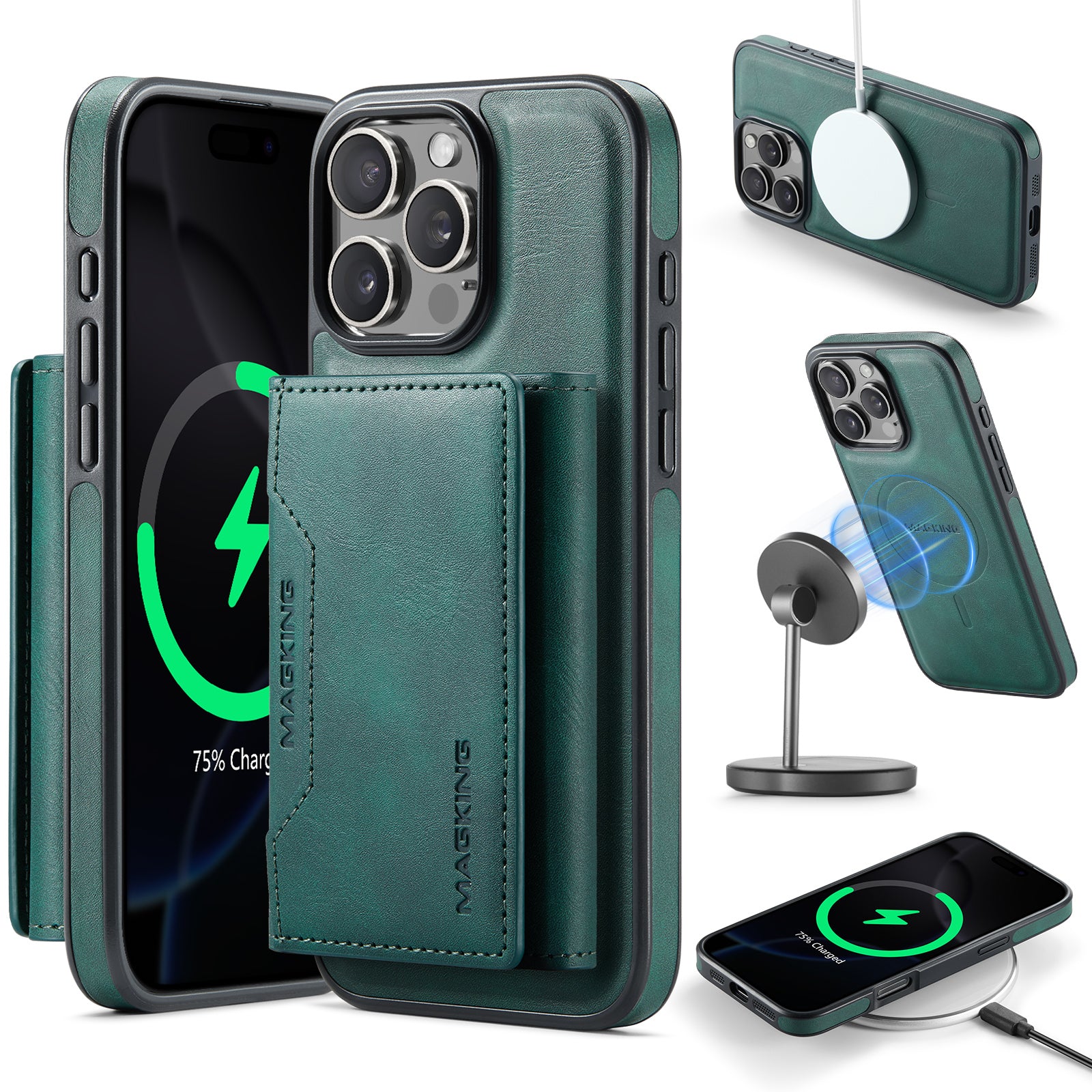 iPhone 16 Pro DG.Ming MagSafe Wallet Case (Green)