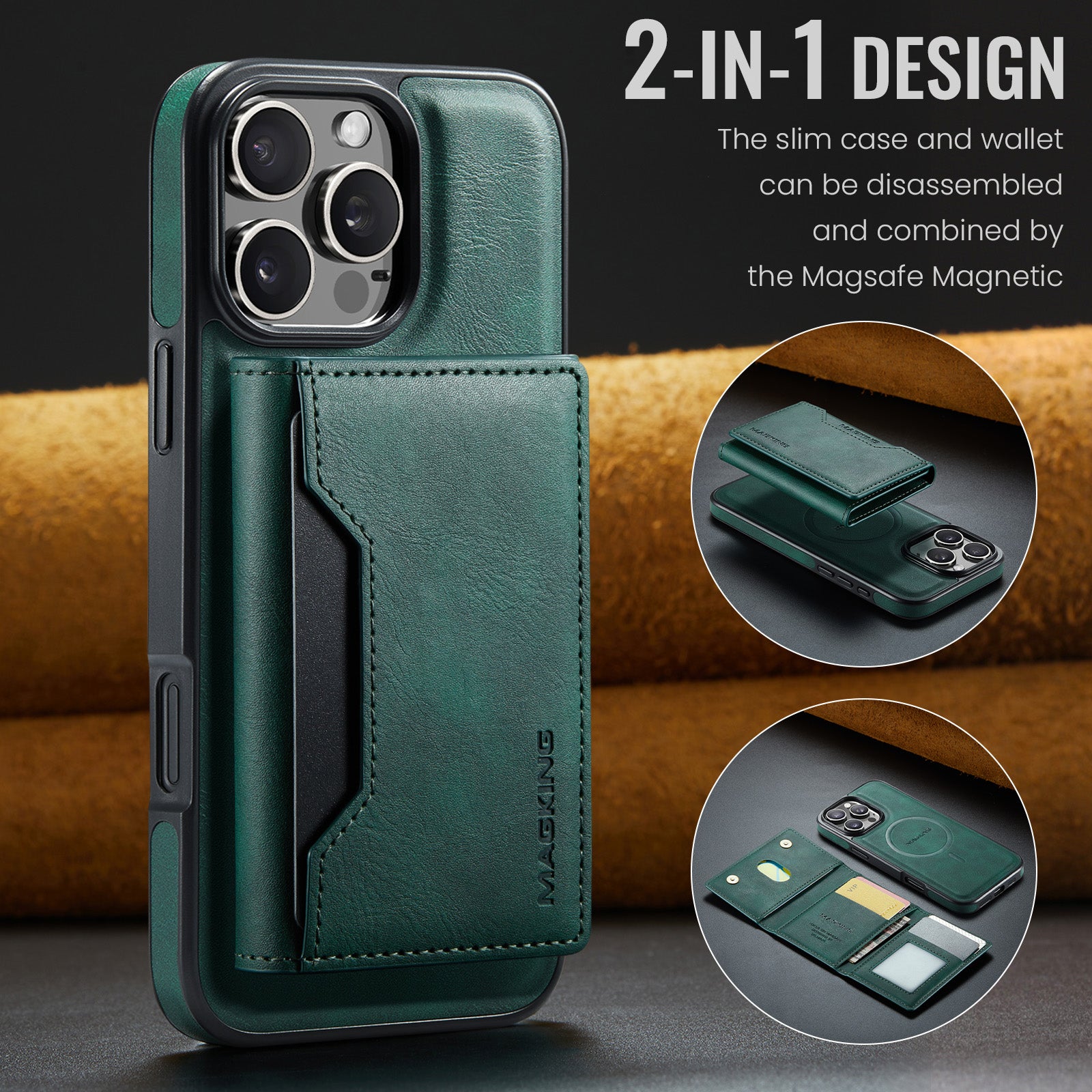 iPhone 16 Pro DG.Ming MagSafe Wallet Case (Green)