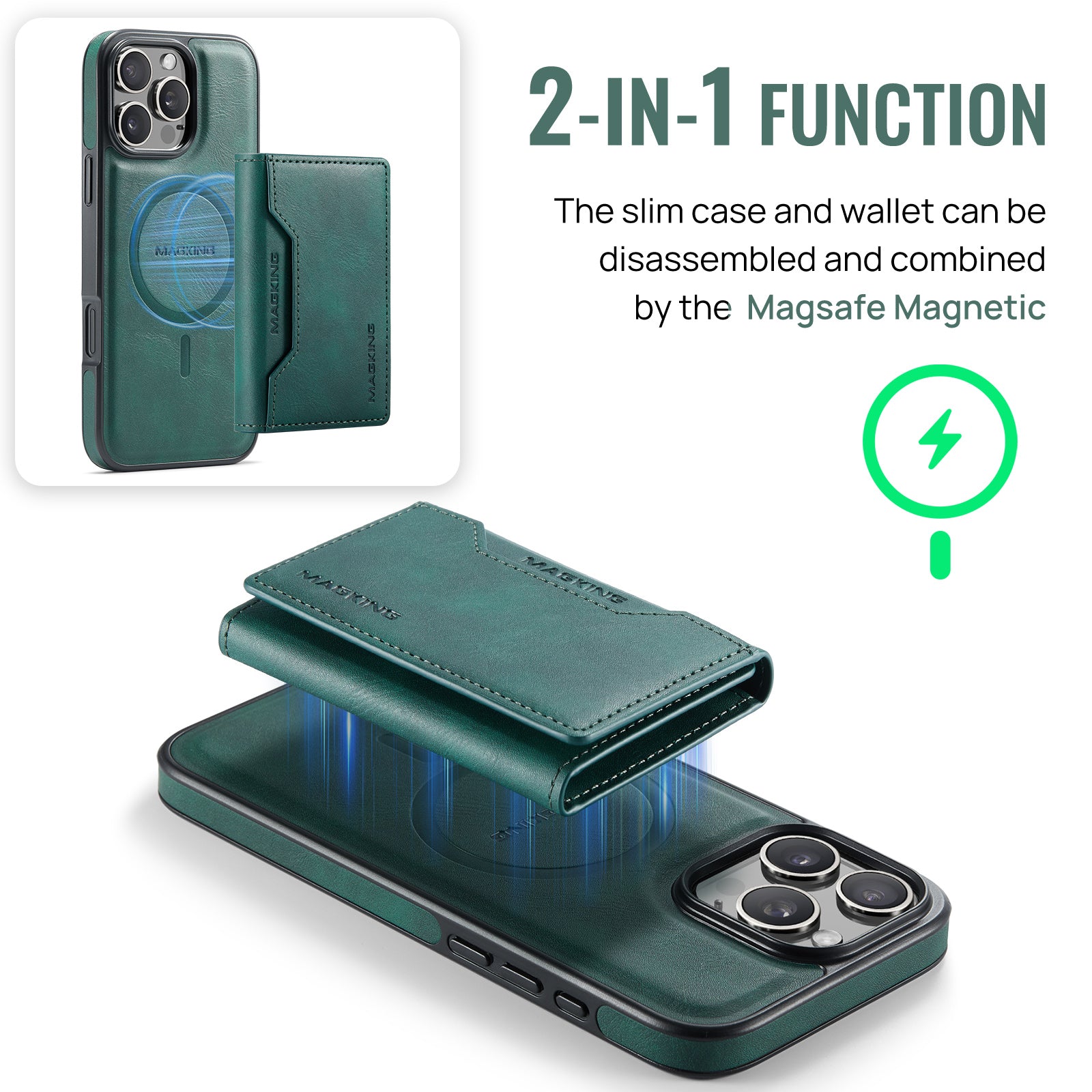 iPhone 16 Pro DG.Ming MagSafe Wallet Case (Green)