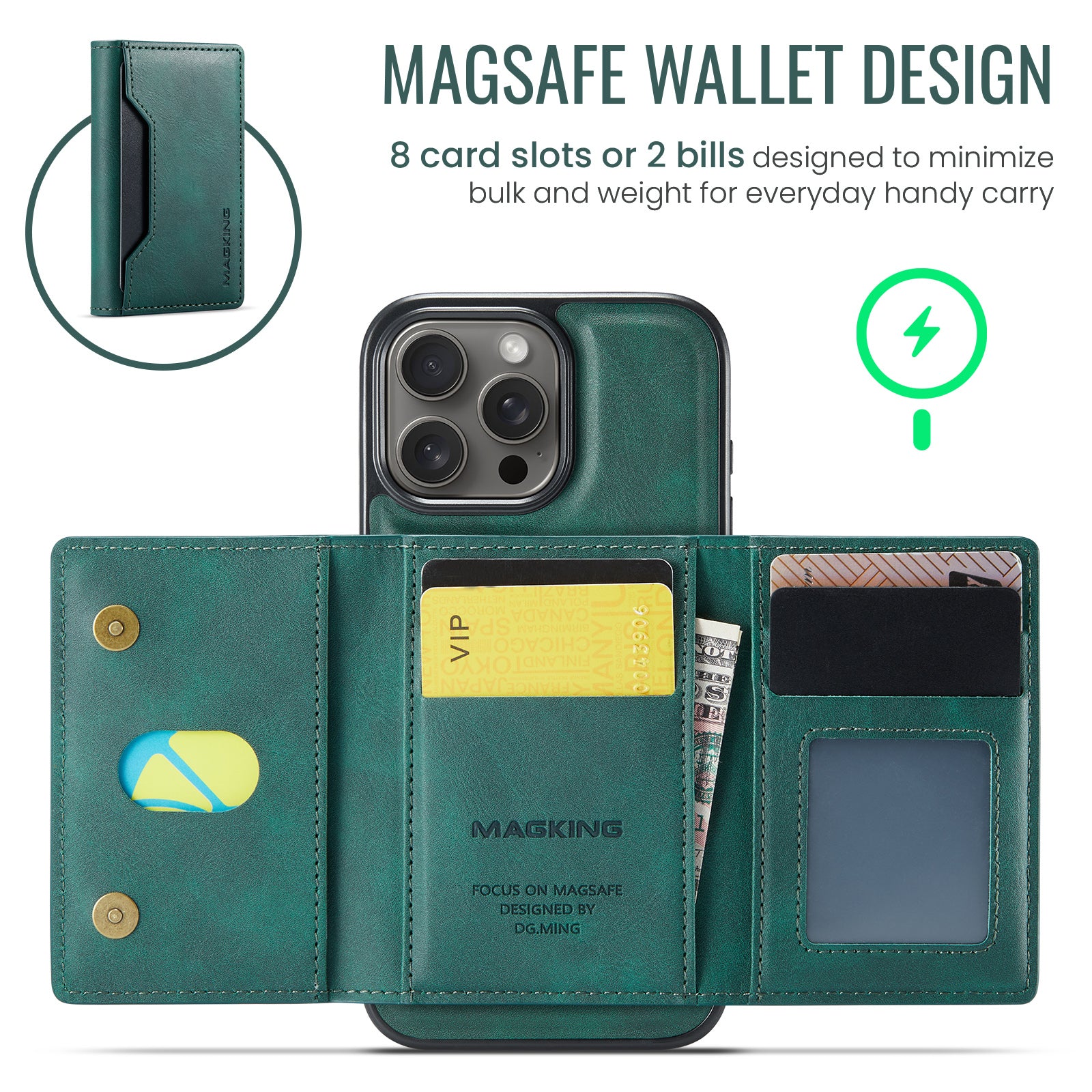 iPhone 16 Pro DG.Ming MagSafe Wallet Case (Green)