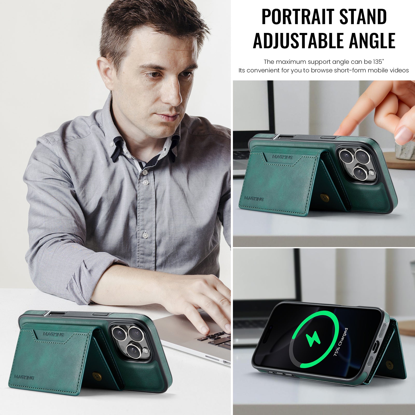iPhone 16 Pro DG.Ming MagSafe Wallet Case (Green)