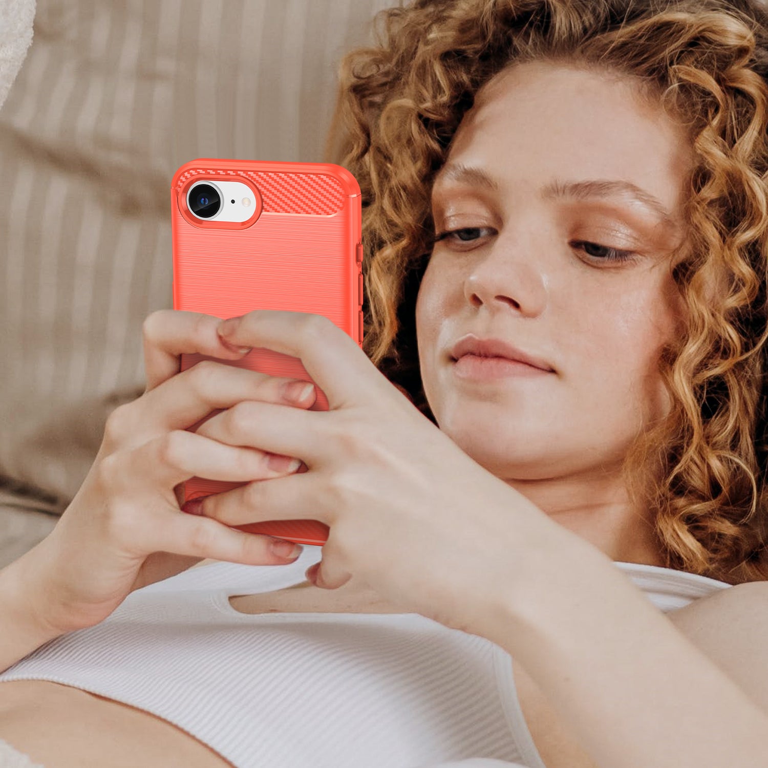 iPhone 16e Carbon Fibre Brushed Case [Red]