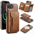 iPhone 16e 17e DG.Ming MagSafe Wallet Case Brown - Brown